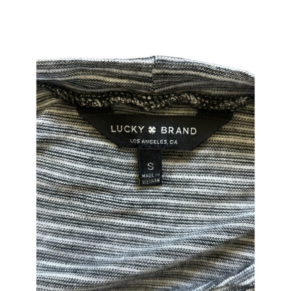 Lucky Brand Shirt Womens Small Striped Cutout Keyhole Lightweight Casual Top - Picture 3 of 5